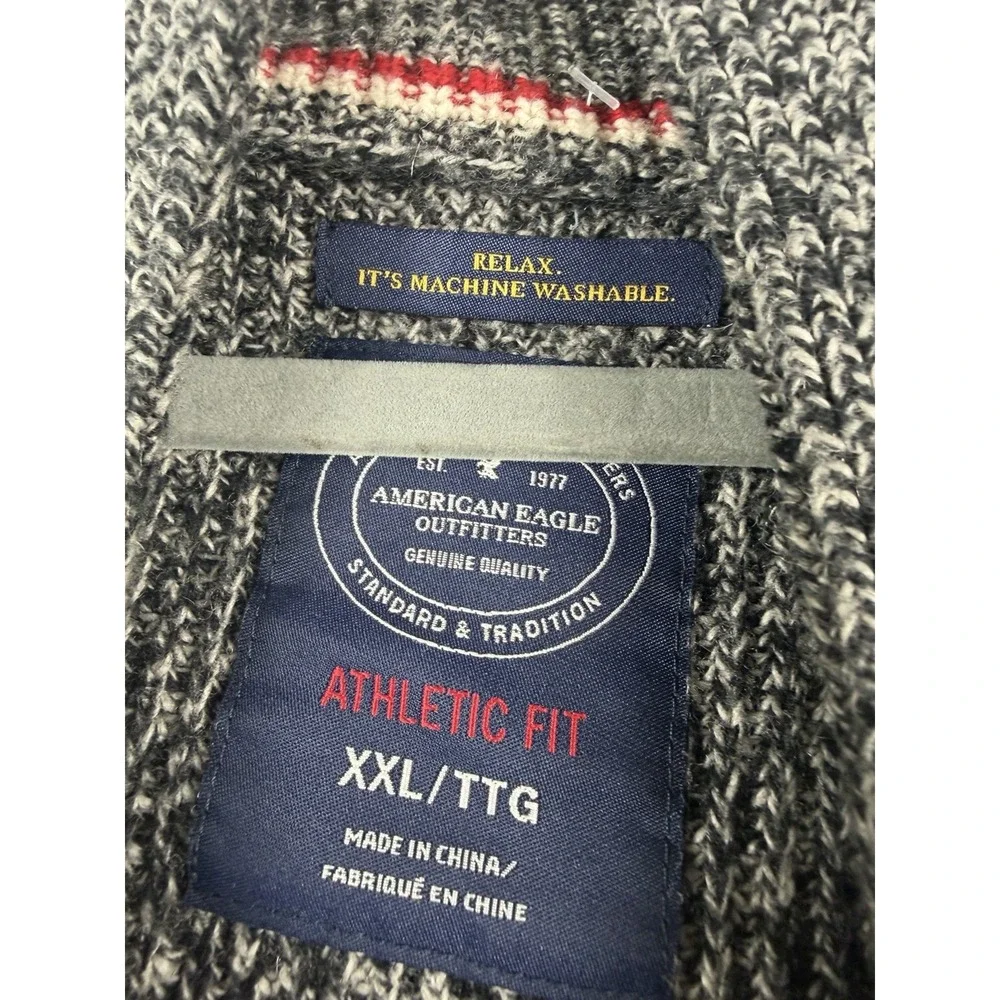 American Eagle Outfitters Gray Mock Neck Chunky-Knit Pullover Sweater Men's XXL